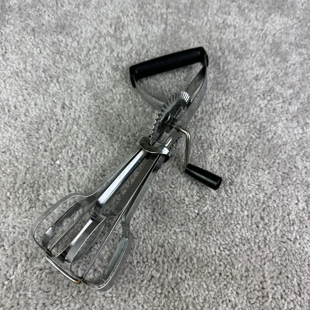 VTG EKCO Egg Beater Manual Crank Hand Mixer Blender Stainless‎ Made In USA
